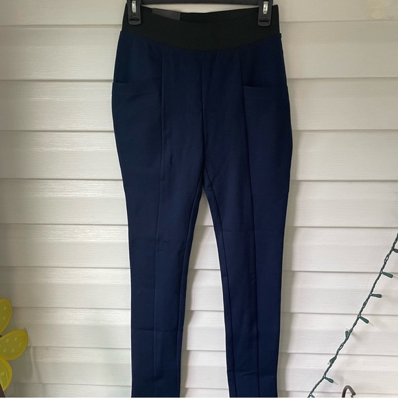 Banana Republic | NWT Navy Ponte Leggings with Black Elastic Waistband - Picture 1 of 8